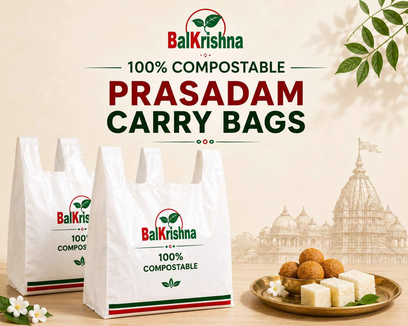 Compostable Prasadam Carry Bags